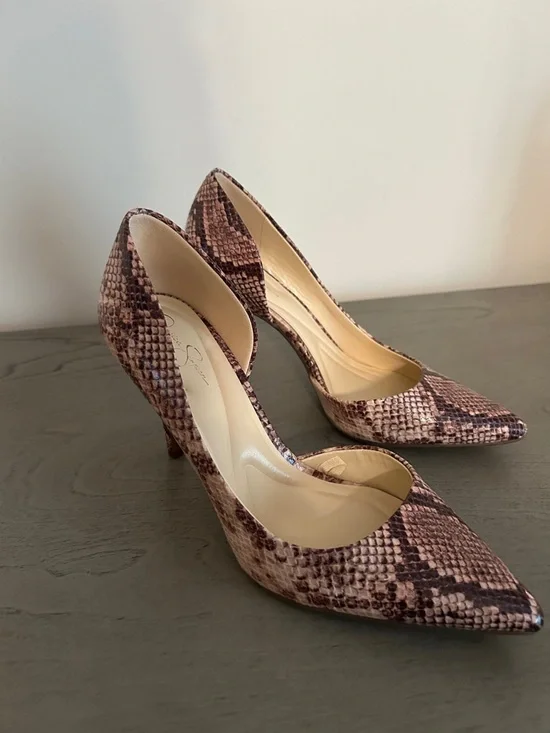 Jessica Simpson Textured Snake-Print Pointed Toe Stiletto Pumps - Picture 3 of 7